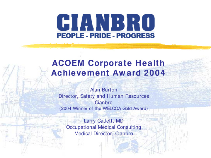 acoem corporate health achievement aw ard 2004