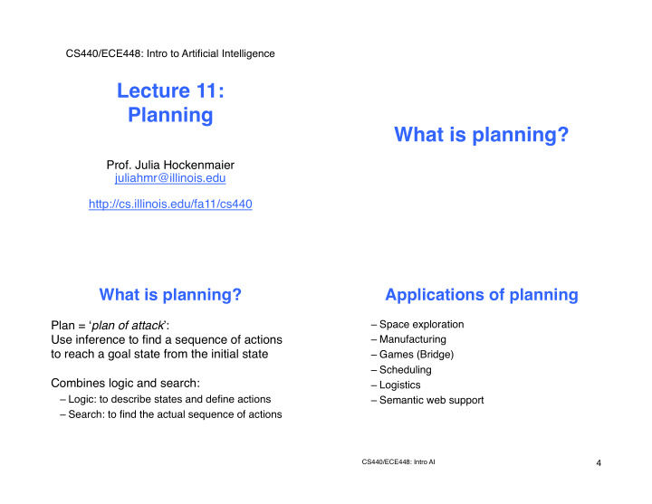 lecture 11 planning what is planning