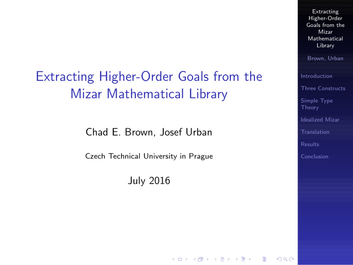 extracting higher order goals from the