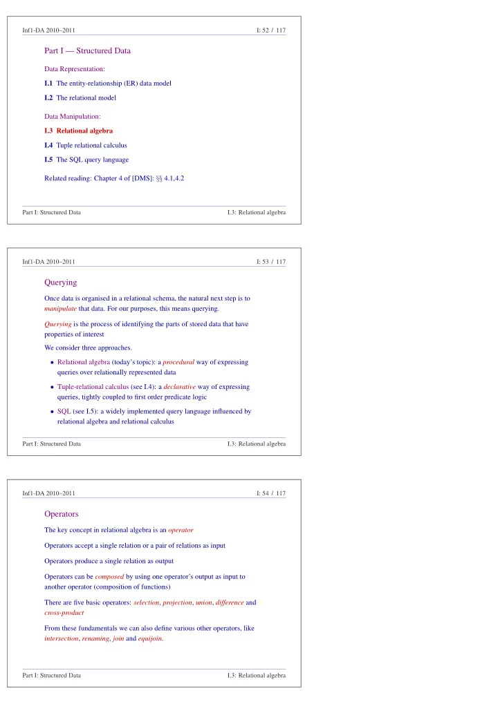 part i structured data