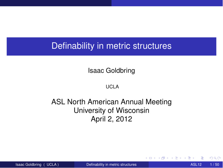 definability in metric structures