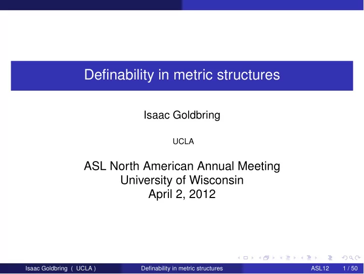 definability in metric structures
