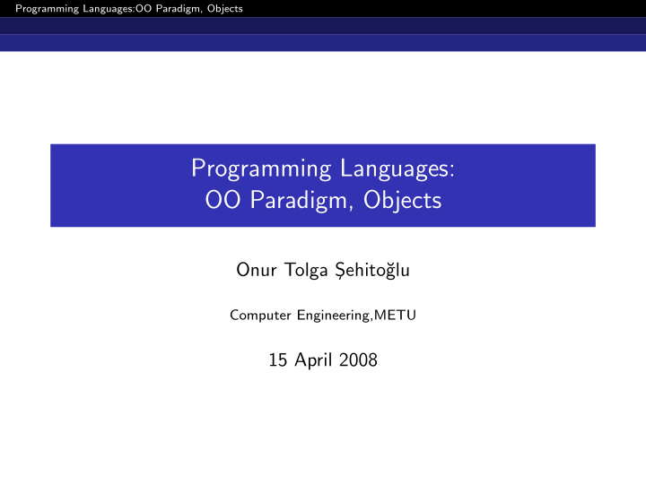 programming languages oo paradigm objects