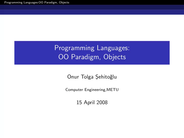 programming languages oo paradigm objects