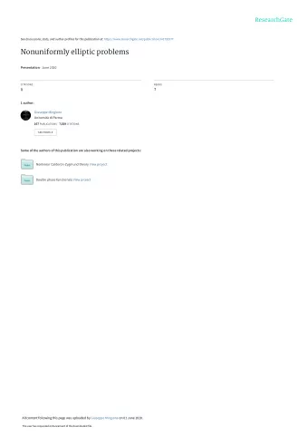 Nonuniformly elliptic problems Presentation  June 2020  CITATIONS  READS  0  7  1 author: