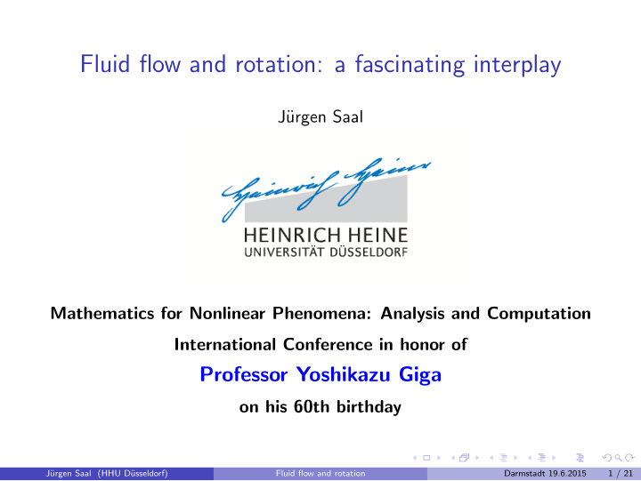 fluid flow and rotation a fascinating interplay