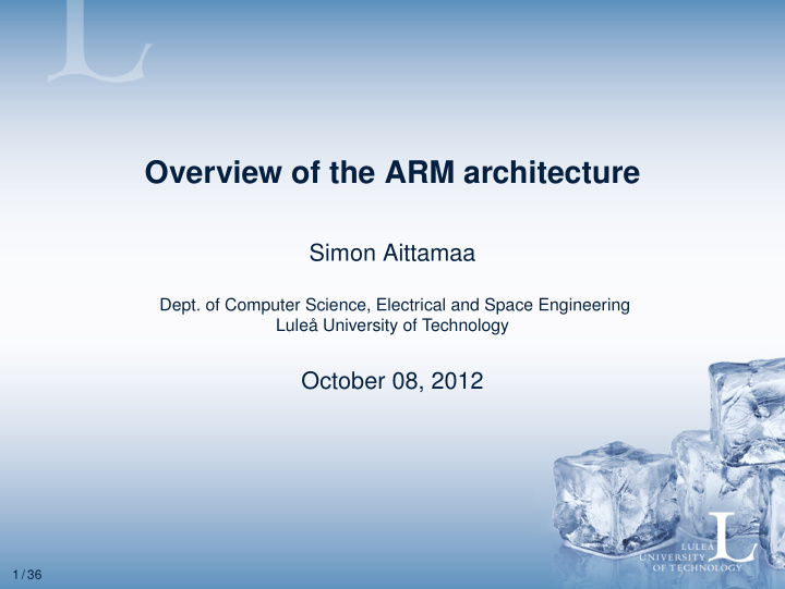 overview of the arm architecture