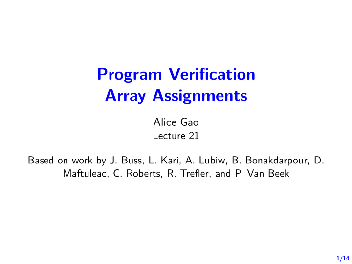 program verifjcation array assignments
