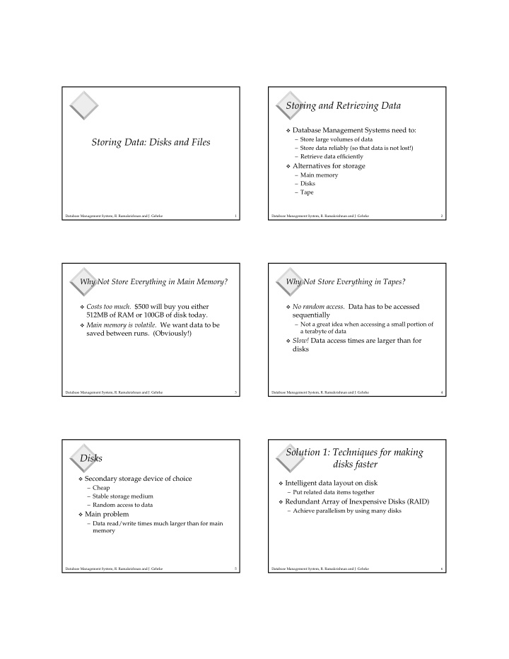 storing and retrieving data