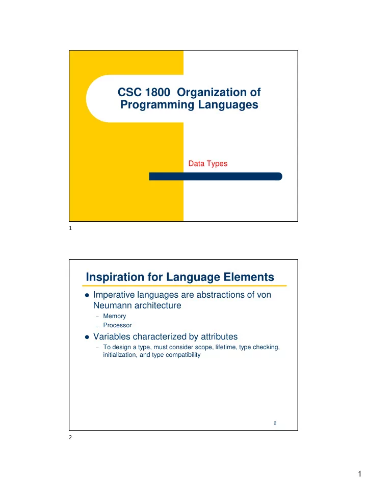 csc 1800 organization of programming languages