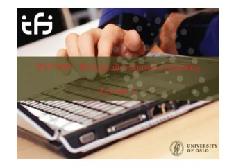 Lecture 1  INF 3490: Biologically inspired computing -  Autumn 11  Lecturer: Jim Trresen