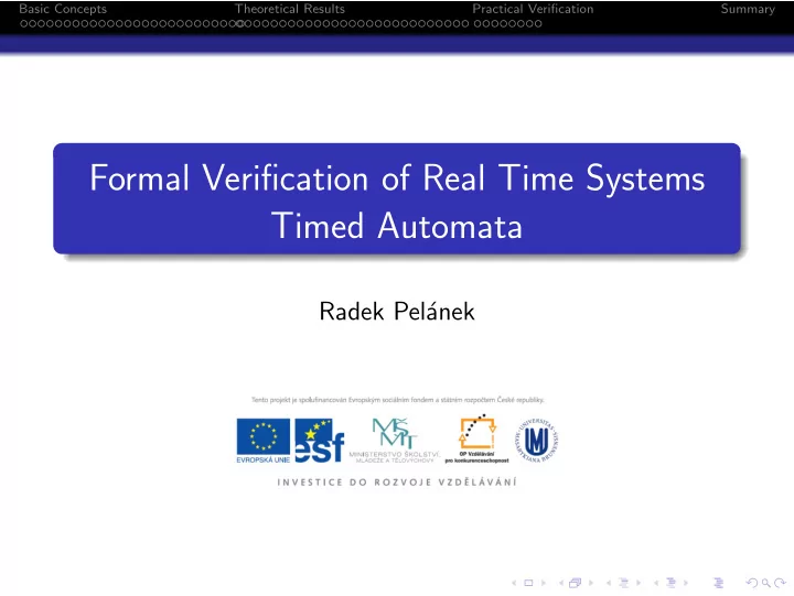 formal verification of real time systems timed automata