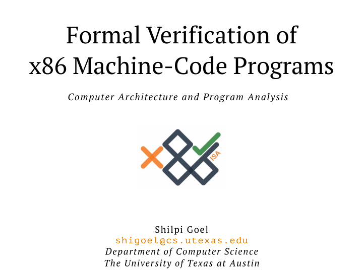 formal verification of x86 machine code programs