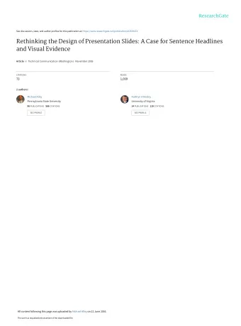Rethinking the Design of Presentation Slides: A Case for Sentence Headlines  and Visual Evidence