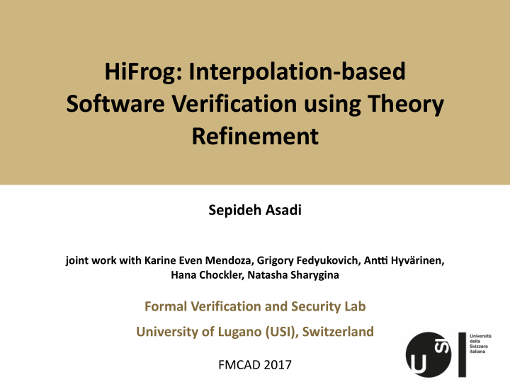 hifrog interpolation based software verification using