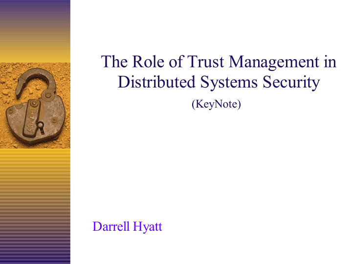 the role of trust management in distributed systems