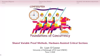 Shared Variable Proof Methods, Hardware-Assisted Critical Sections  Dr. Liam OConnor  University