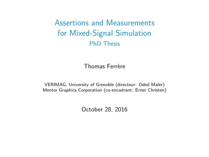 assertions and measurements for mixed signal simulation