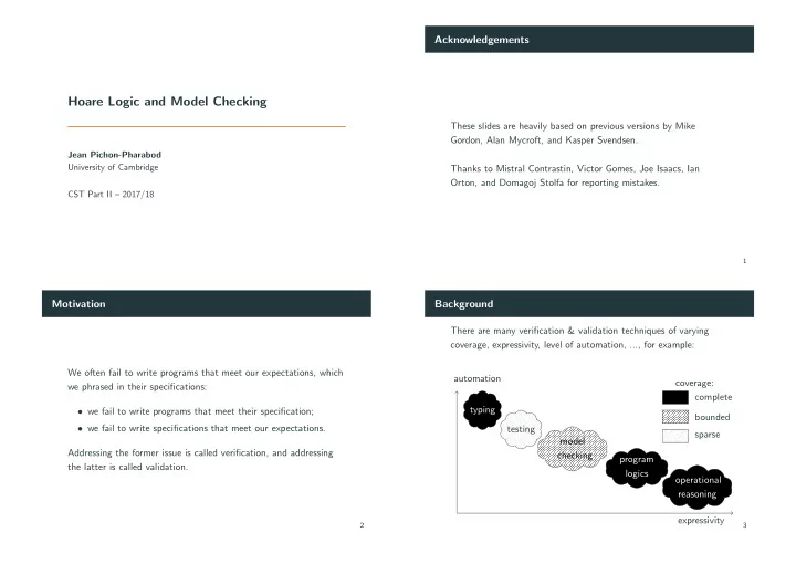 hoare logic and model checking
