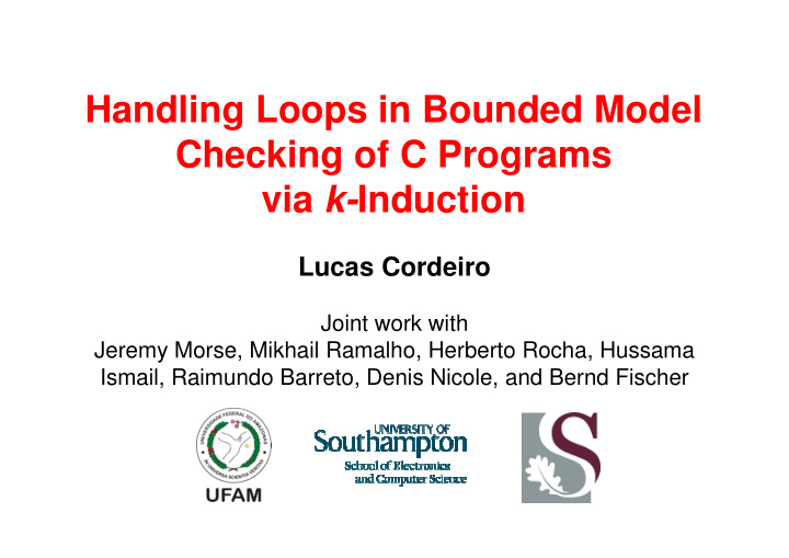 handling loops in bounded model checking of c programs