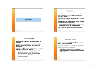 1  Java assert statement  Java assert (cont.)  an assert statement can be placed anywhere you