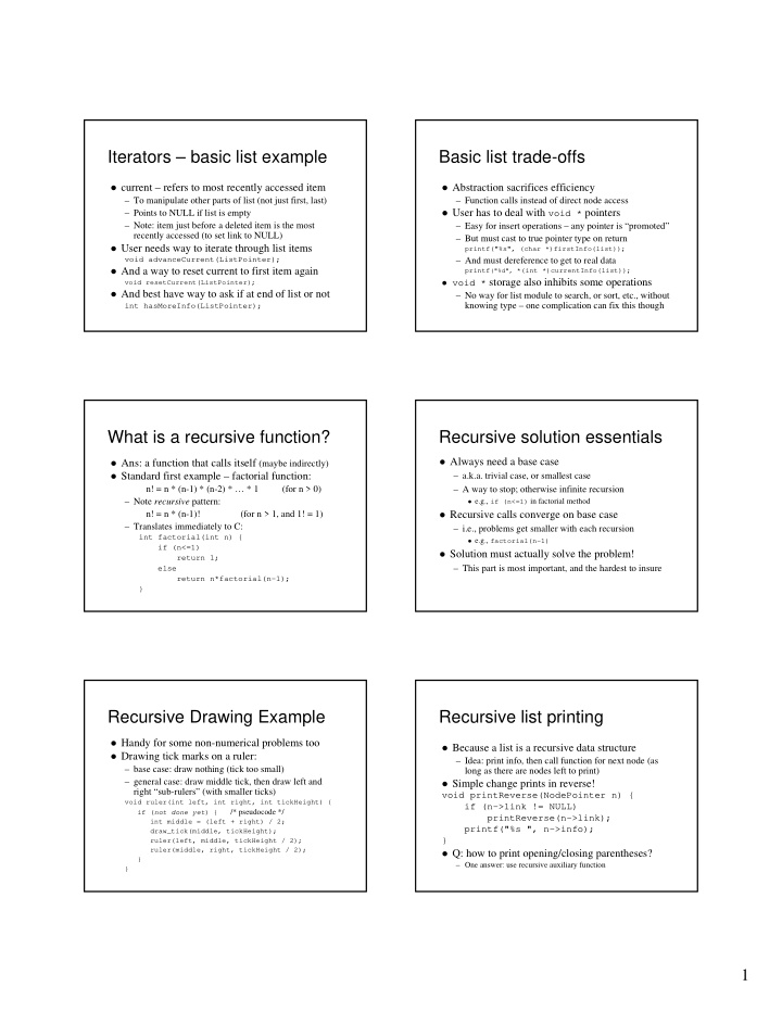 iterators basic list example basic list trade offs