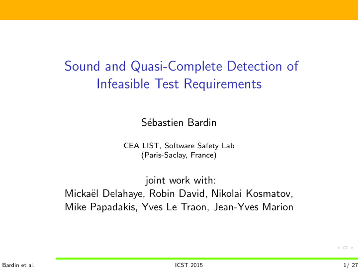 sound and quasi complete detection of infeasible test