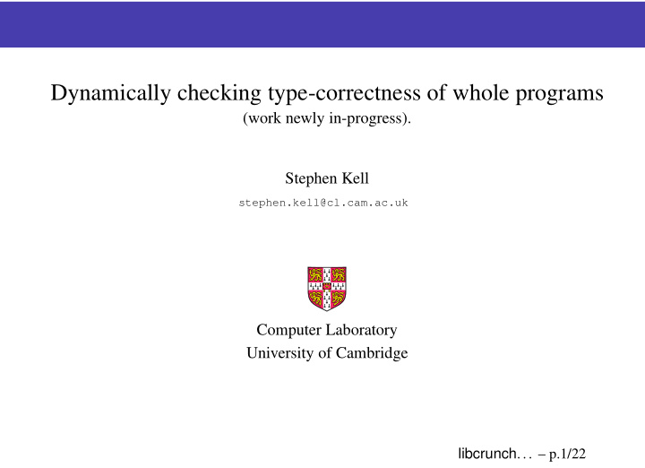 dynamically checking type correctness of whole programs
