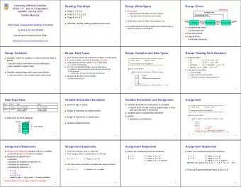 Reading This Week  Recap: White Space  Recap: Errors  CPSC 111,  Intro to Computation  logical