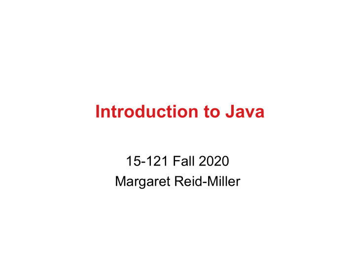 introduction to java