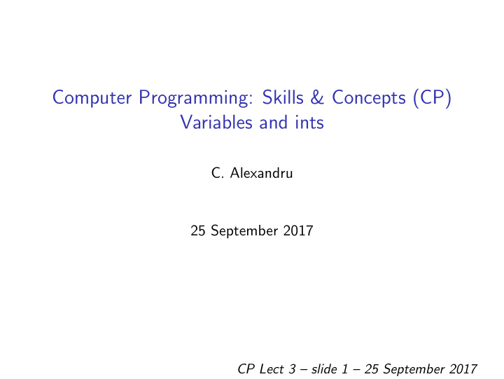 computer programming skills concepts cp variables and ints