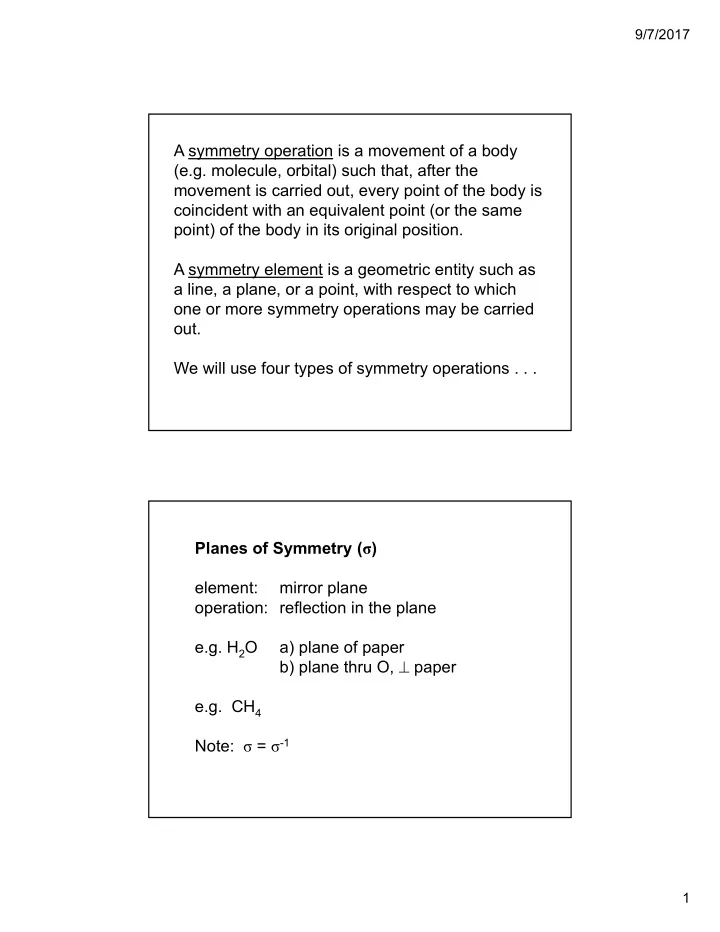 a symmetry operation is a movement of a body e g molecule
