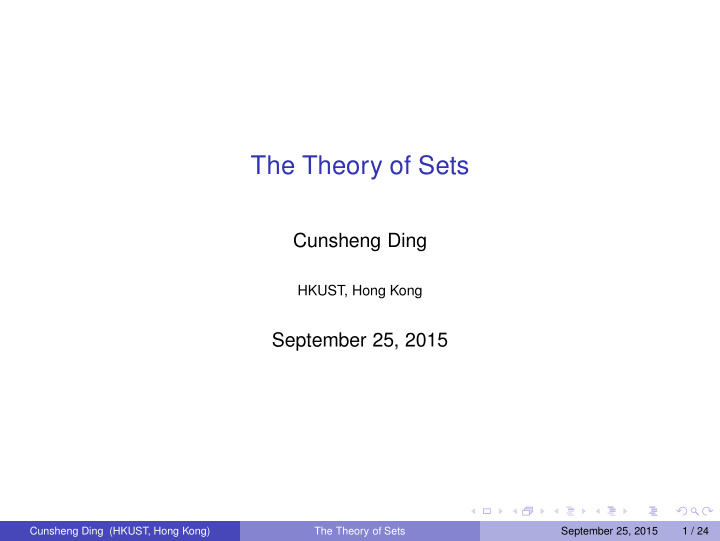 the theory of sets