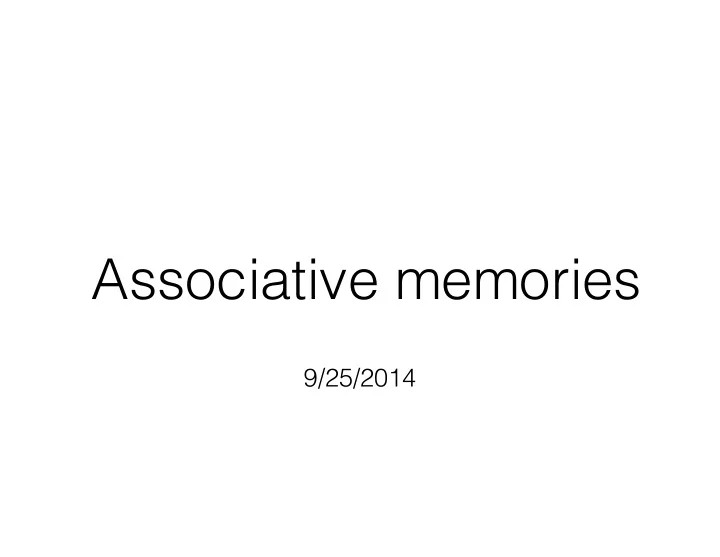 associative memories