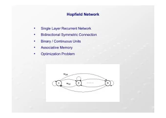 !  Single Layer Recurrent Network  !  Bidirectional Symmetric Connection  !  Binary /