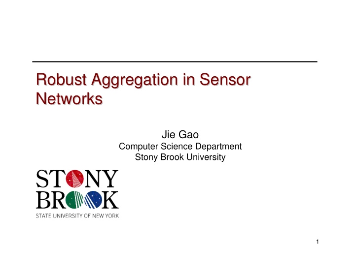robust aggregation in sensor robust aggregation in sensor