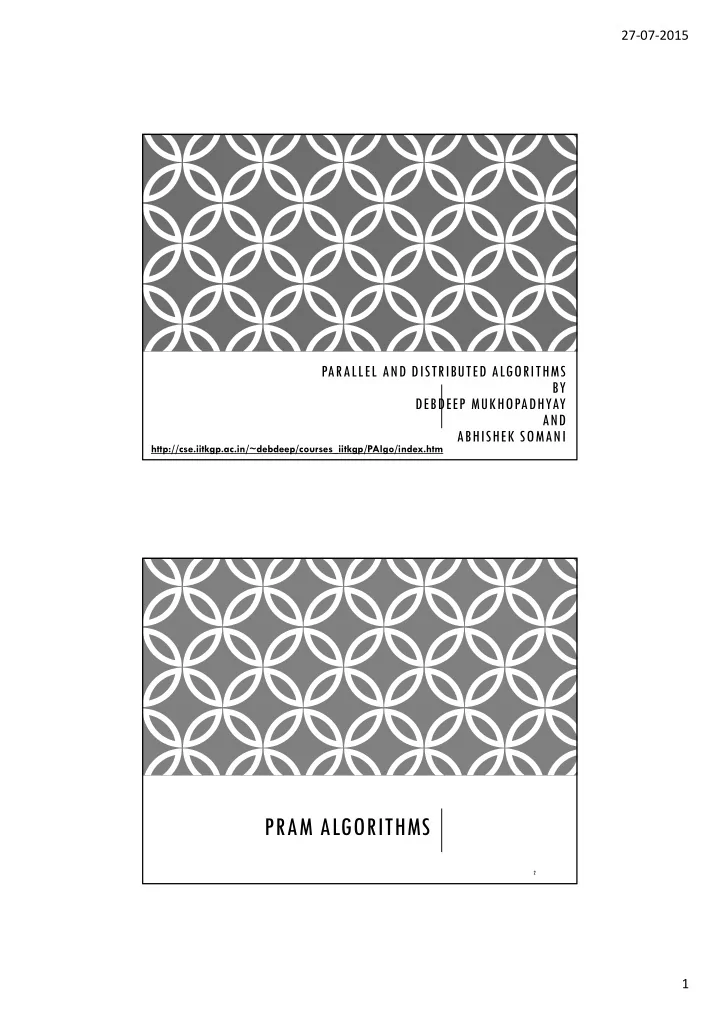 pram algorithms