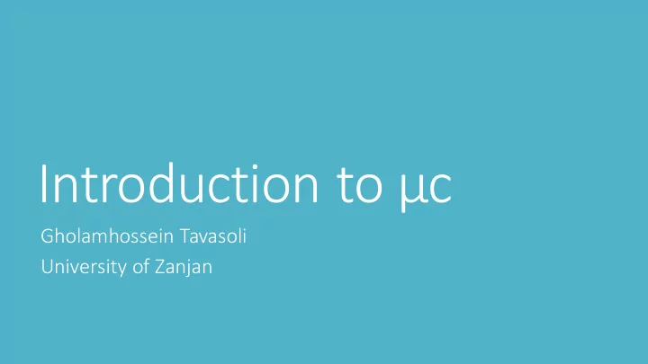 introduction to c