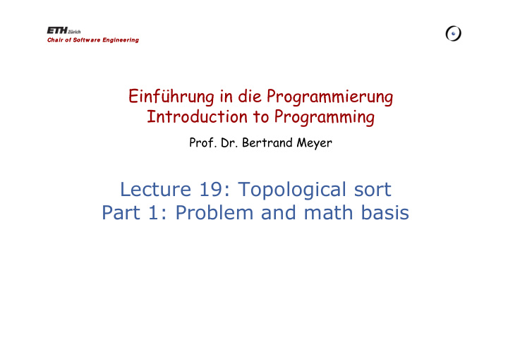 lecture 19 topological sort part 1 problem and math basis