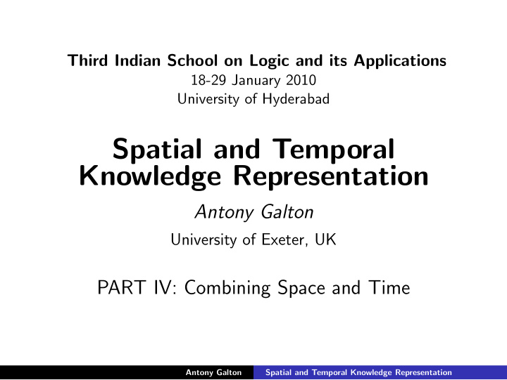 spatial and temporal knowledge representation