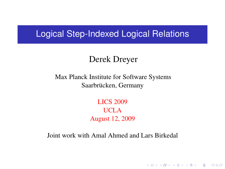 logical step indexed logical relations derek dreyer