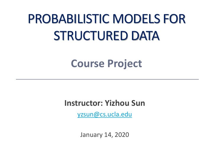 probabilistic models for structured data