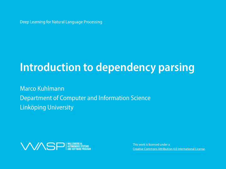 introduction to dependency parsing