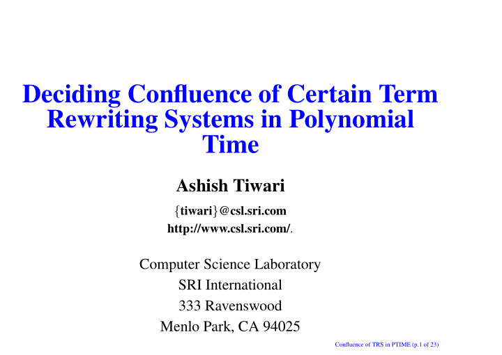 deciding confluence of certain term rewriting systems in