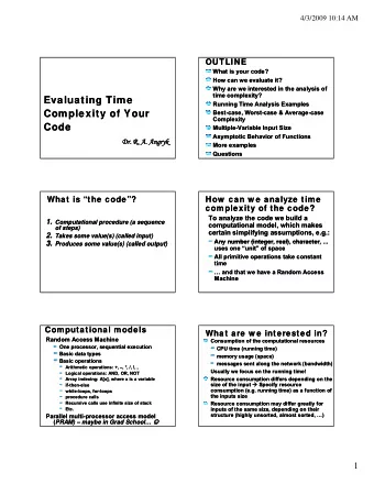 Evaluating Time  Evaluating Time  Running Time Analysis Examples  Running Time Analysis Examples