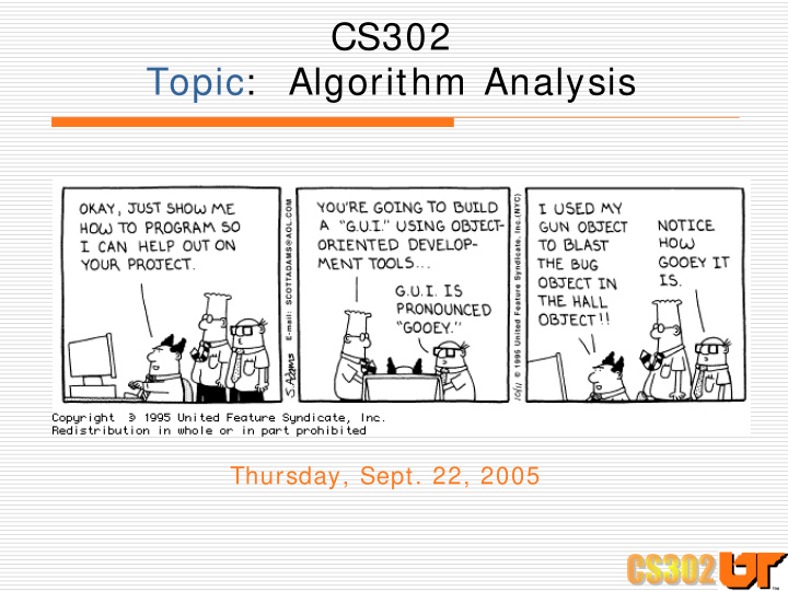cs302 topic algorithm analysis