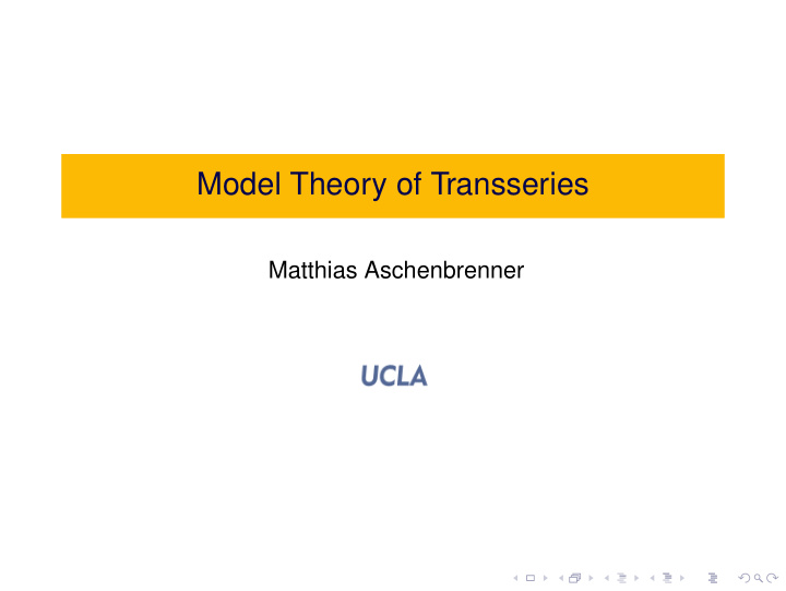 model theory of transseries