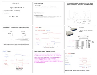 lecture 22 often is asynchronous  (e.g.  USB - universal serial bus )  =  clock based  (system bus