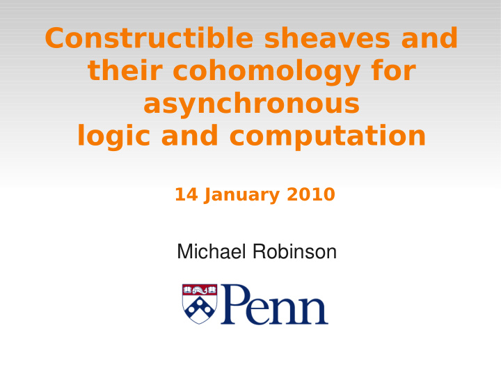 constructible sheaves and their cohomology for