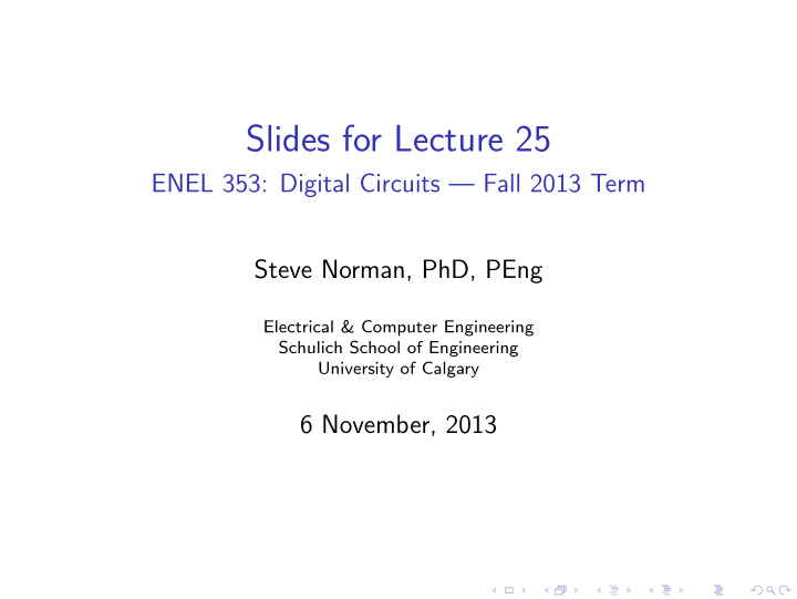 slides for lecture 25